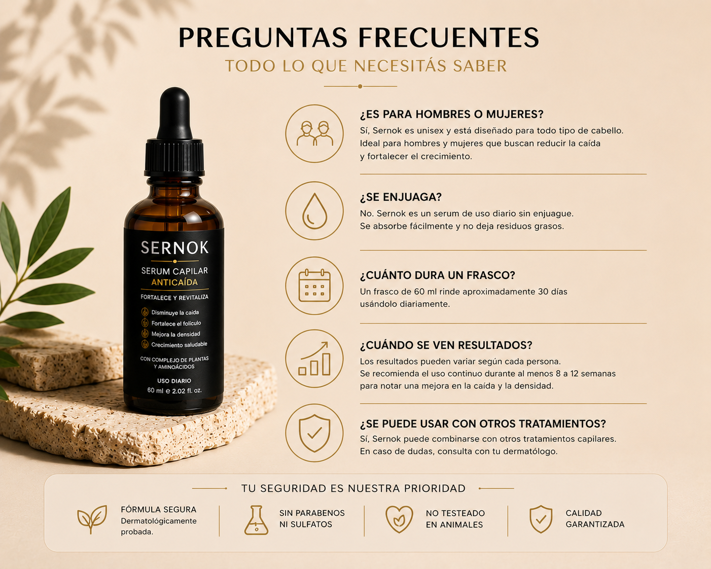 Preguntas frecuentes sobre el Sérum Anticaída Capilar Sernok
